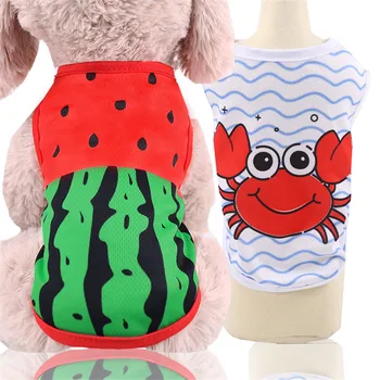 Haine De Câine De Desene Animate Drăguț De Fructe Crab Tipărite Vestă De Vară Respirabil De Imprimare T-Shirt Pisica De Companie Bumbac T-Shirt Pug Îmbrăcăminte Costume