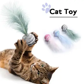 Jucarie pisica Minge de Stele, Plus Pene EVA Material Amuzant Interactive Jucărie de Pluș Stick Pene Bagheta de Lumina Spumă Aruncarea Mingii de Jucărie Consumabile
