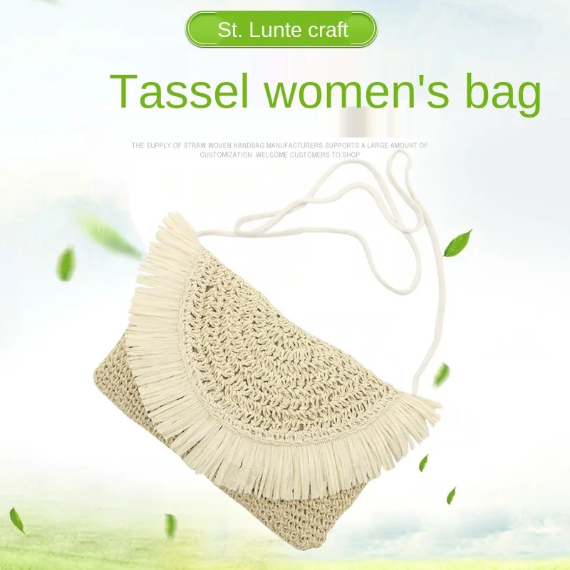 Femeile Paie geantă de mână de iarbă sac multi-culoare porumb paie femei clip sac de țesut geantă de umăr