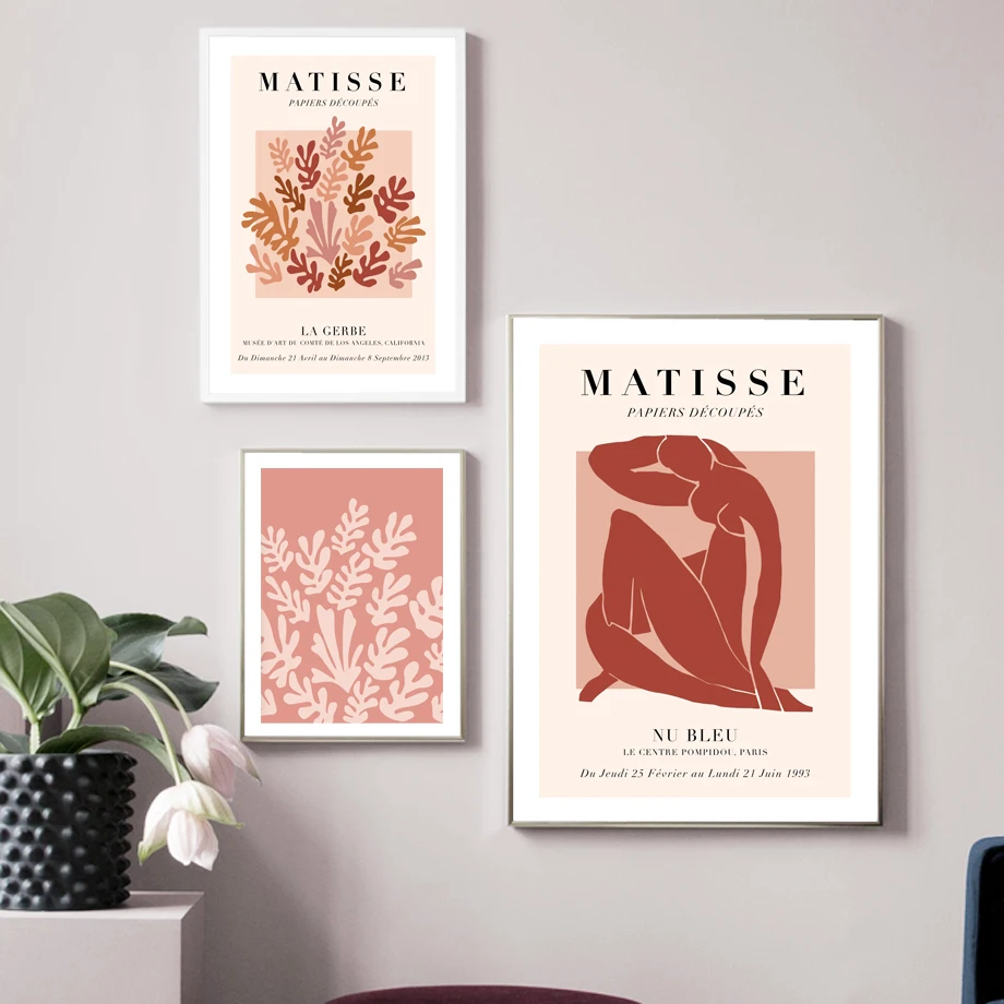 Matisse Cifre Abstracte Roz Flori Frunze Nordic Postere Si Printuri Pentru Living Decor De Perete De Arta Panza Pictura Pe Perete Imagini