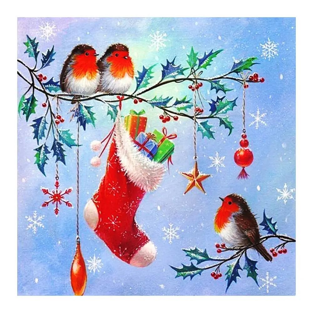 Cadouri și Păsări în Crăciun Șosete de Diamant Pictura Rotund Burghiu Plin de Animale Desene animate DIY Mozaic Broderie 5D Cross Stitch