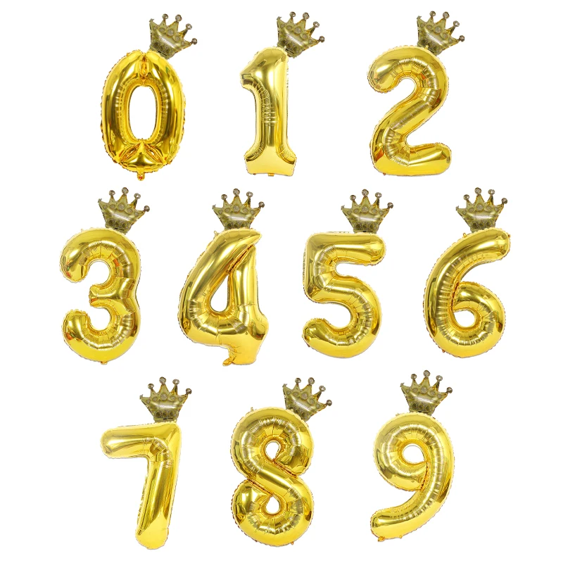 2 buc 32inch Curcubeu Gradient Număr Baloane Folie Gold Mini Coroana Bile Copil de Dus la Petrecerea de Ziua Decoratiuni Globos Consumabile