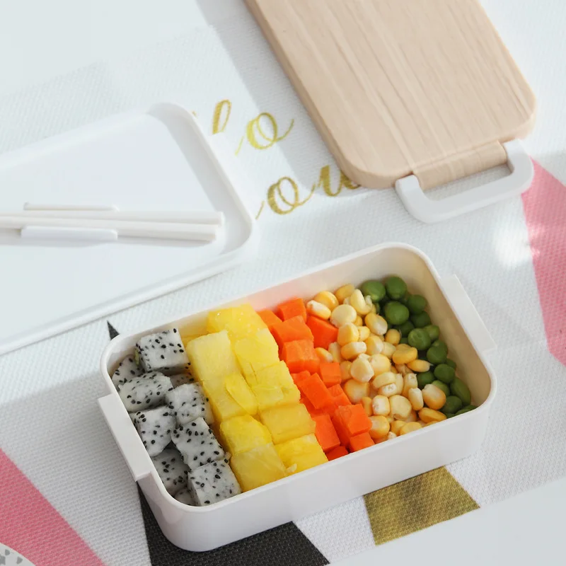 TUUTH Japoneză masa de Prânz Caseta de Lemn Sentiment Salata Bento Box Portabil cu Microunde Alimentare Container Pentru Birou Școală Camping