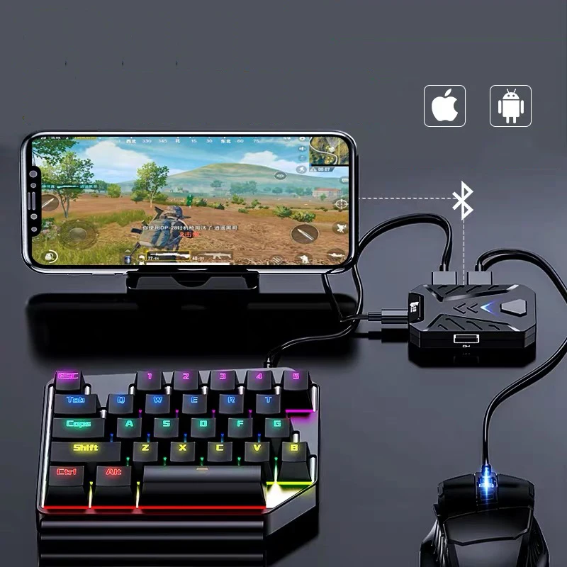 Mobile Joc de la Tastatură și Mouse-ul Adaptor, PUBG/Call of Duty Controller Converter prin Fir/Wireless pentru Android/iOS(mai Puțin decât 13.4)