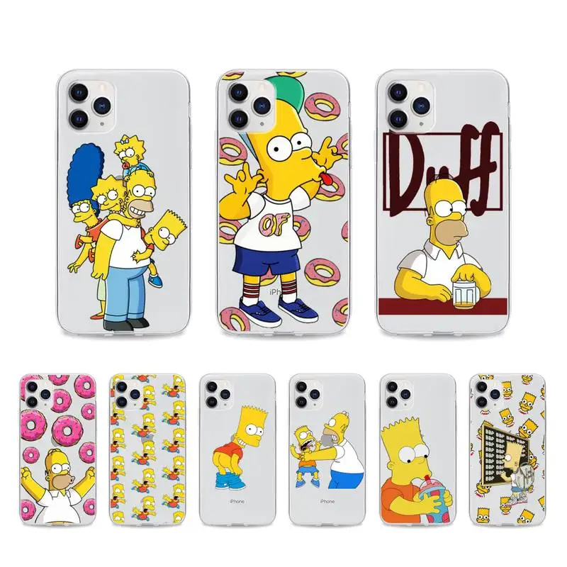 Amuzant Simpsone Duff Transparent Telefon Mobil Caz Acoperire Pentru IPhone 12 11 Pro Max Xs X Xr 7 8 6 6 Plus 5 5s Se 2020