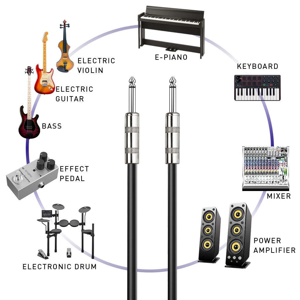Cablu de chitara de Metal 6,35 mm Jack De 6,35 mm Conector Jack 3M/10FT PVC Cablu Audio Digital prin Cablu