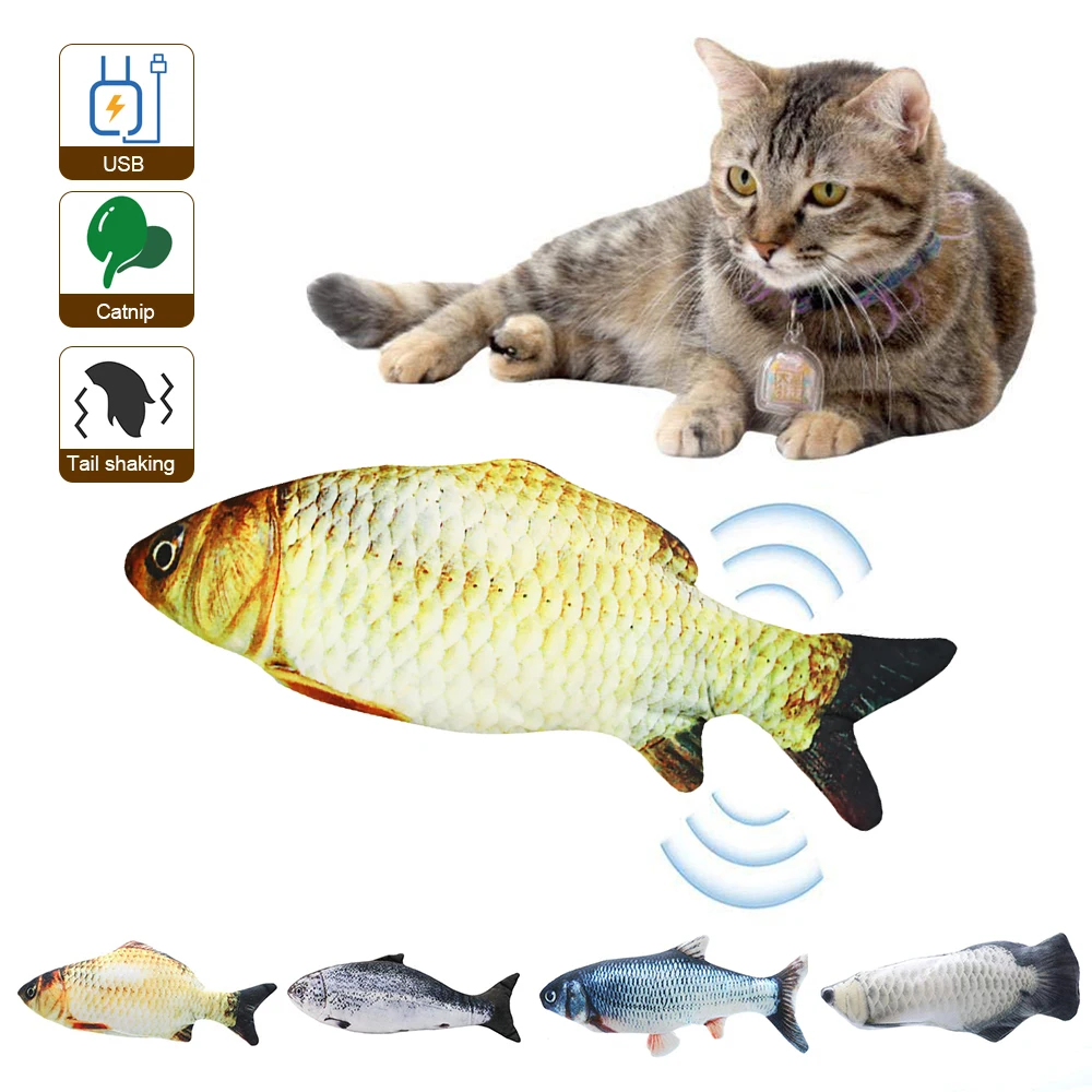 Electric Simulare Pește Pisică Jucărie de Încărcare USB Interactive Animale de companie Jucării Pisica Pisica de Companie Pește Jucărie pentru Musca de Mestecat Lovind