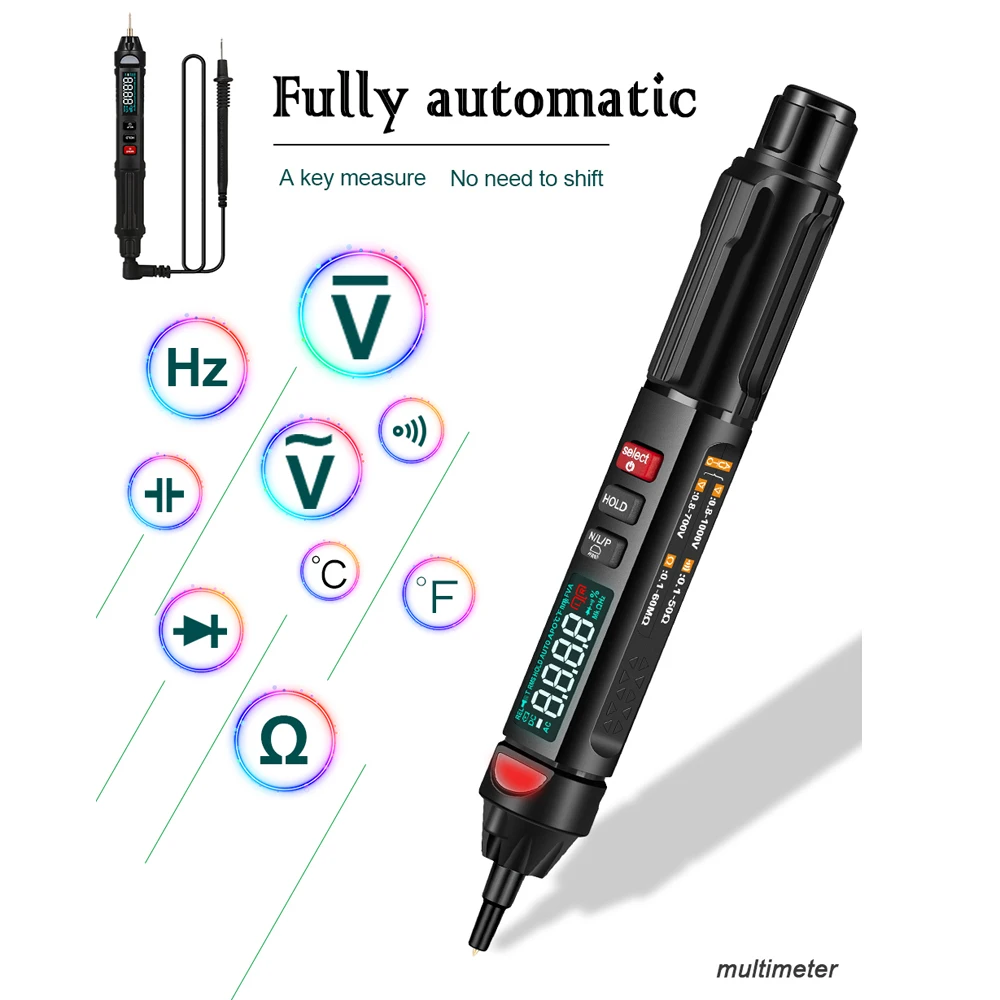 Test Pen Multimetru Auto Senzor Inteligent Pen Tester 6000 De Capete de acuzare AC DC Măsurare fără contact Tensiune Metru Multimetru Digital