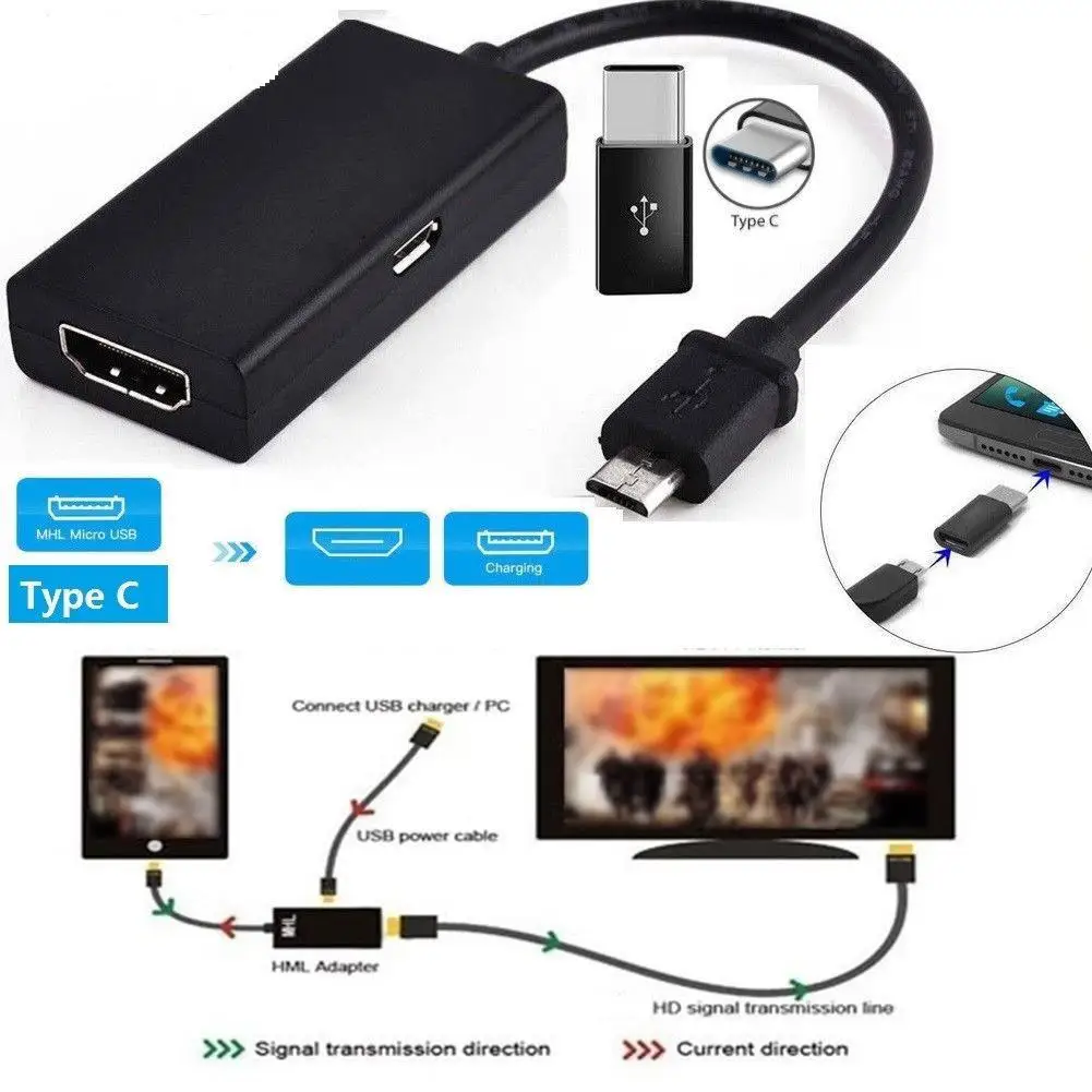 Tip C & Micro USB de sex Masculin La HDMI compatibil Conector de sex Feminin Cablu Adaptor pentru telefon Mobil Audio Converter Cablu Tableta TV