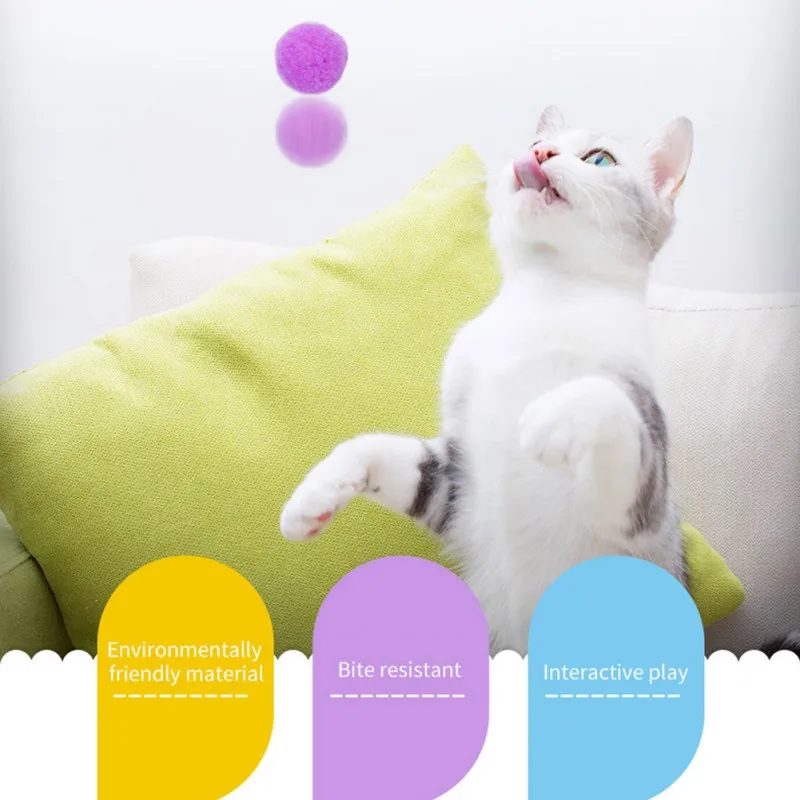 30pcs Amuzant Pisica Jucării Întinde Minge de Plus Rezistent La Mușcătură de Pisică Jucărie Colorat Interactiv Pisica Pisoi Pom Pom Mingea Jucărie de ros #