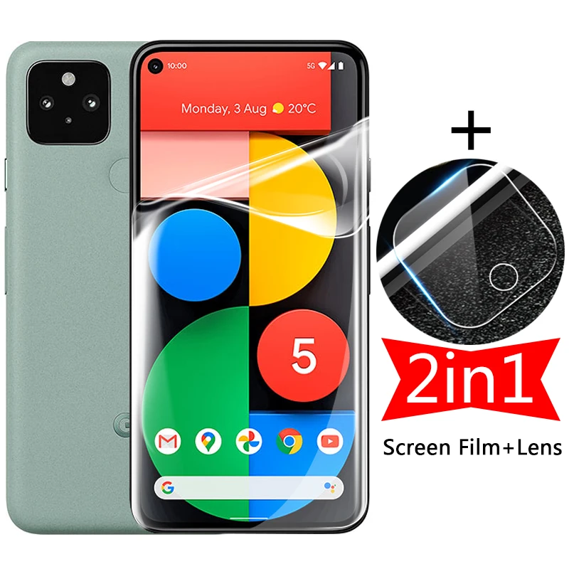 2in1 Ecran Hidrogel Film Pe Google Pixel 5 4A 4G Pixel5 4 O Pixel4a Camera Protector Obiectiv Nu Protectie Sticla Temperata