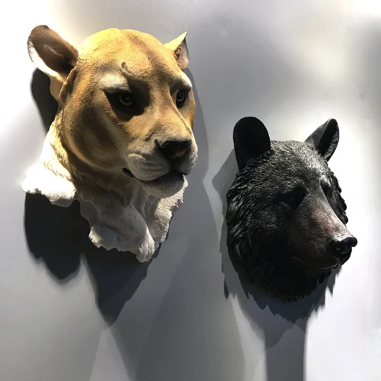 Rășină de simulare cap de animal agățat de perete nordic cap de lup leu capul de perete decor decoratiuni de perete bar pandantiv