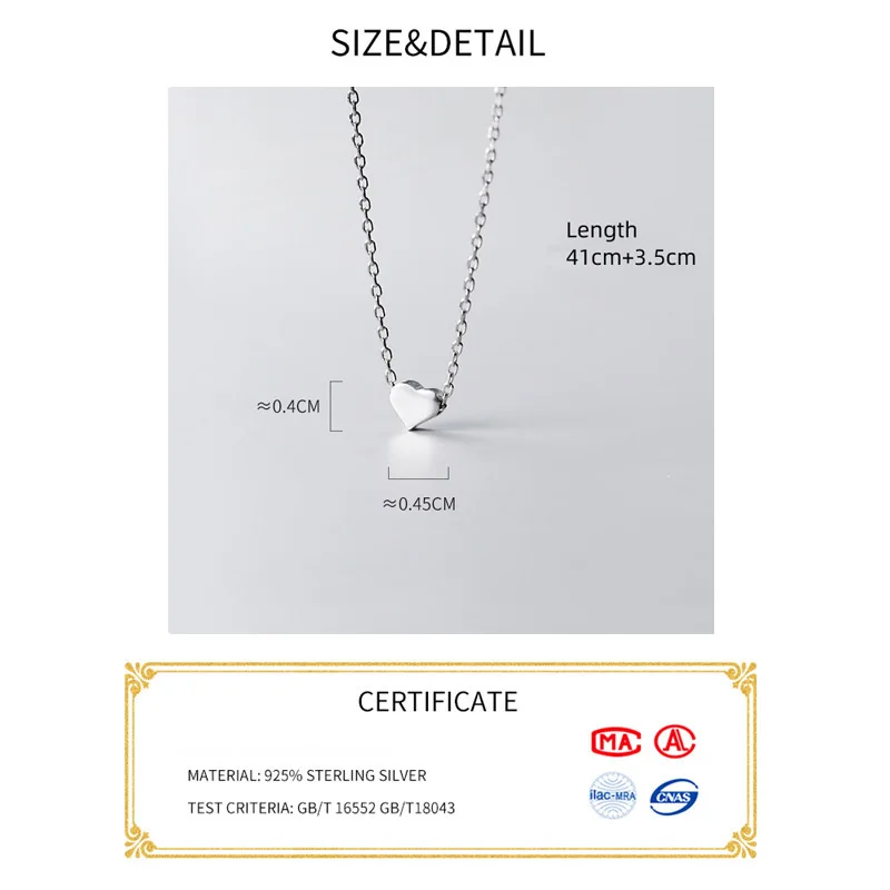 La Monada Lanț De Argint Colier Pentru Femei Inima Pandantiv Moda Minimalist Argint 925 De Bijuterii De Pe Gat Femei Coliere