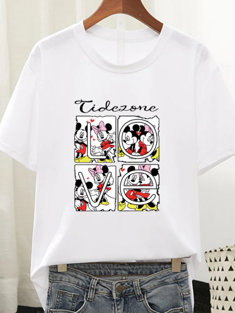 Disney Anime Tipărite Mouse-ul T Shirt pentru Femei 90 Estetice Dragoste tricou Harajuku Topuri Tricou Drăguț Scurt Maneca Tricou Tricouri de sex Feminin