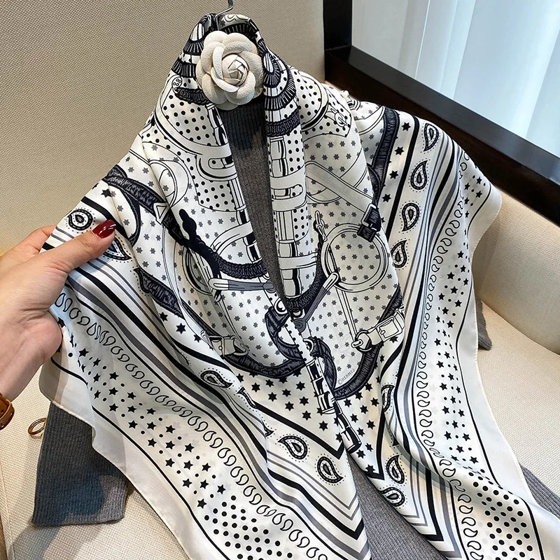 2021 Pătrat Eșarfă de Mătase pentru Femei Basma Cap de Femeie Eșarfe Shwal Folie Bandană Costum Primăvară-Vară Mare Hijab Foulard 90*90cm