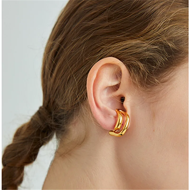 Noul design de moda moda simplu, din metal auriu clip tip, cercei ovale de metal cercei pentru bărbați și femei, accesorii de petrecere cadouri