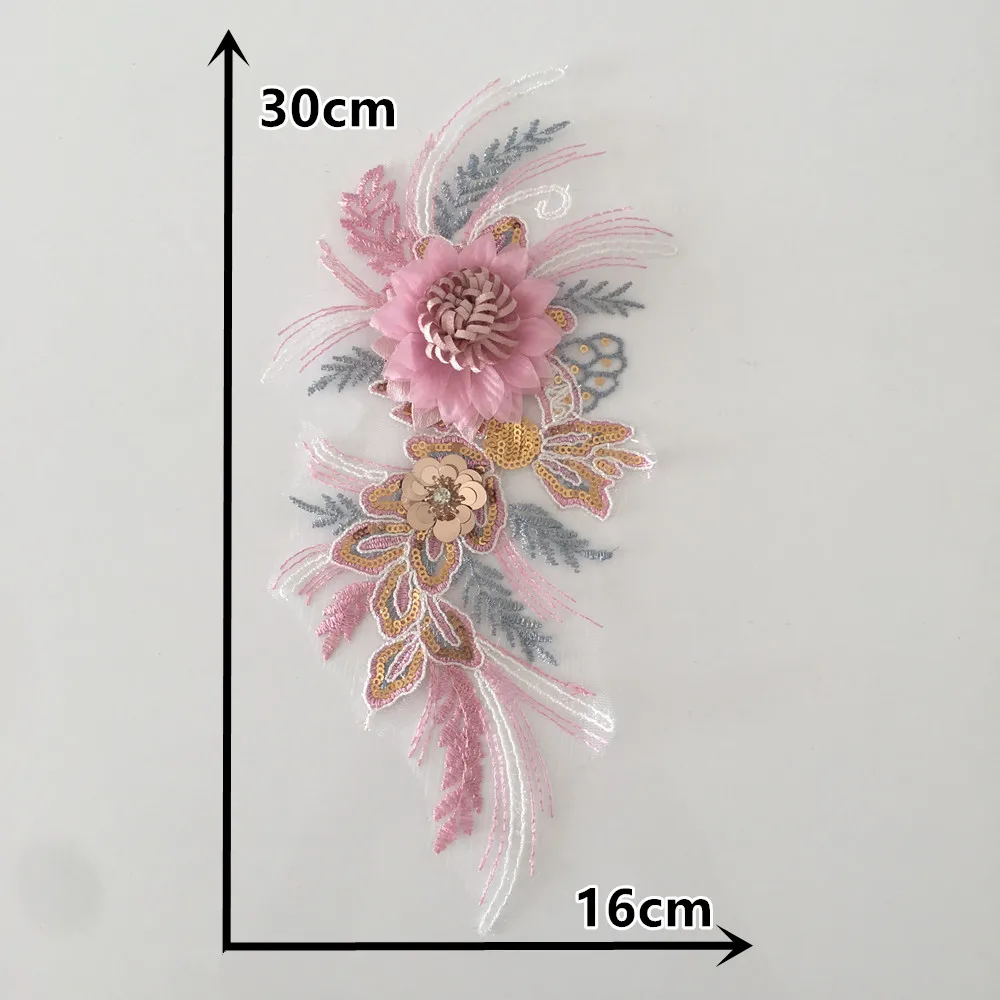 3D tridimensional de broderie flori aplicatiile de dantela tesatura guler decor cu paiete de cusut DIY meșteșug consumabile accesorii