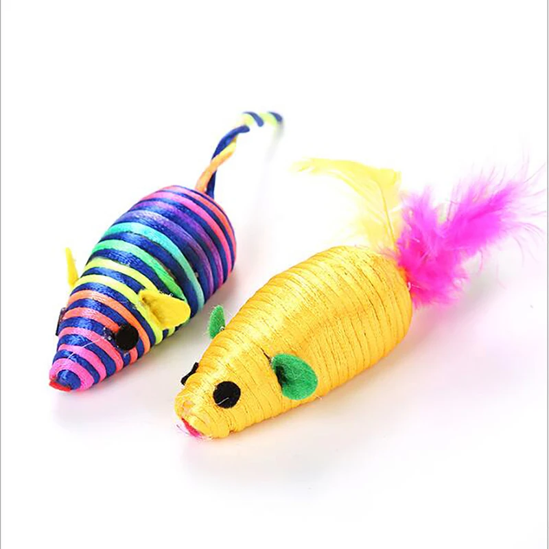Jucarii Pisica False Mouse-Ul Pisica Animale De Companie Jucării Mini Amuzant Joc Jucării Pentru Pisici, Cu Pene Colorate De Pluș Mini Mouse-Ul Jucării