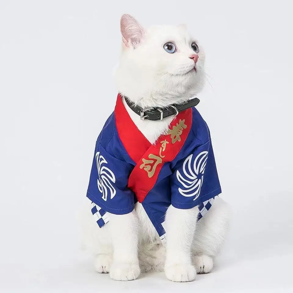 2021 animale de Companie Primăvara și Vara Este Dumnezeu de Alimente Kimono Pisică Câine Haine Teddy Bulldog Mini Câine Pisica Sushi Minunat Respirabil Haine