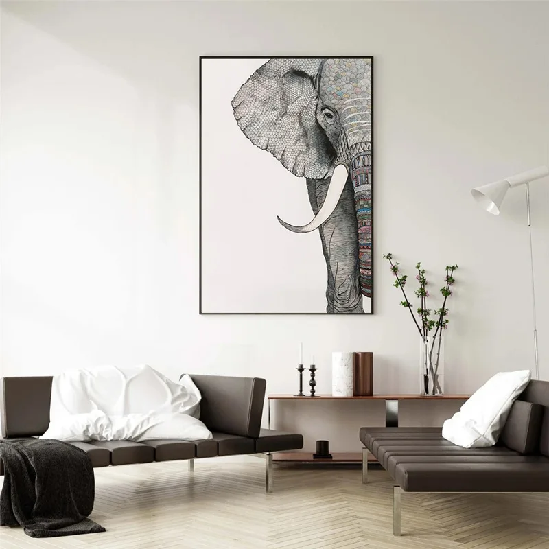 Rezumat Animal Panza Pictura Gri Elefant Libelula Pasăre, Pește și Postere de Imprimare Nordic Arta de Perete Poza pentru Living Decorul Camerei