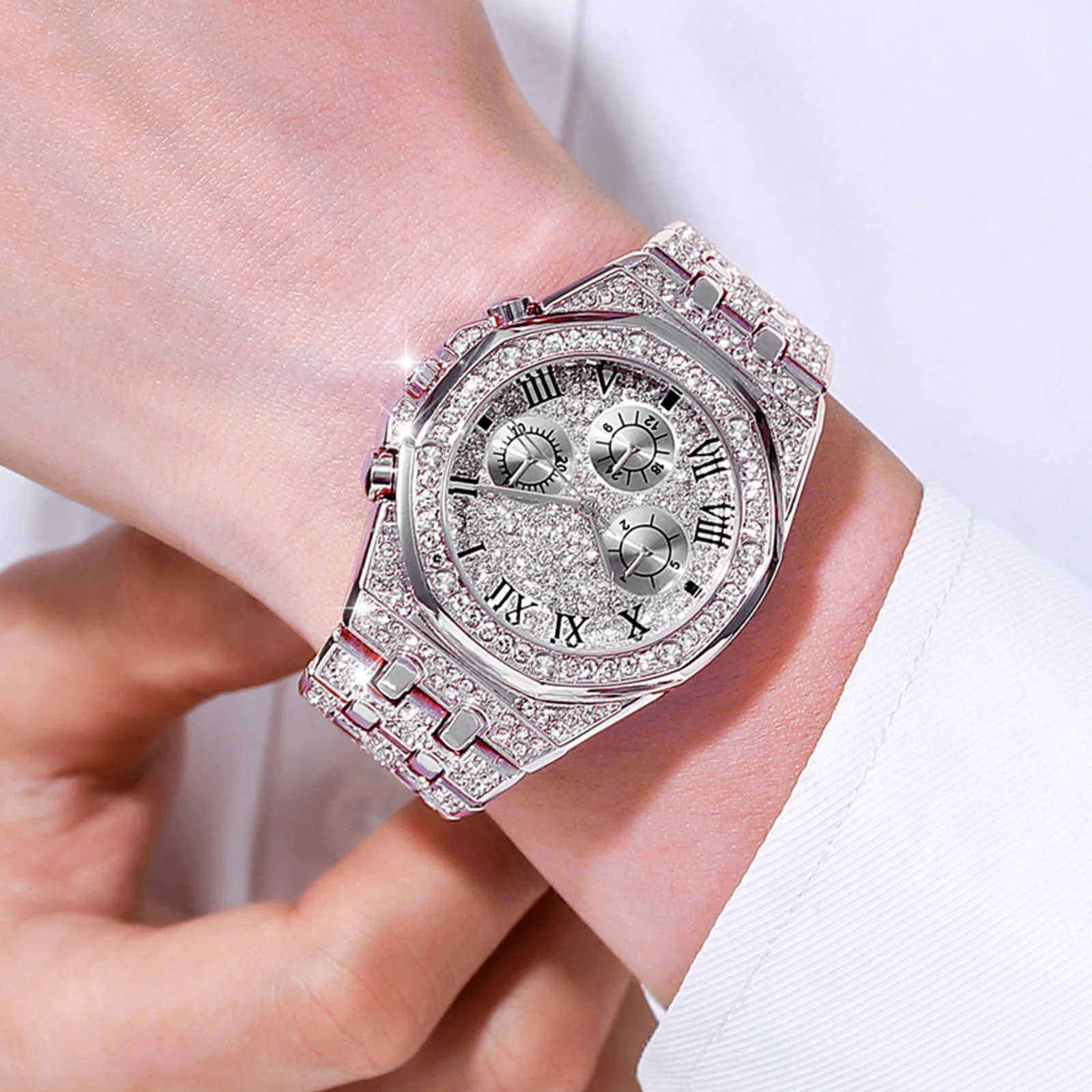 Adulți de Lux Diamant Ceas Cuarț Ceasuri din Oțel Inoxidabil Curea часы женские reloj mujer ceas pentru femei montre femme relogio