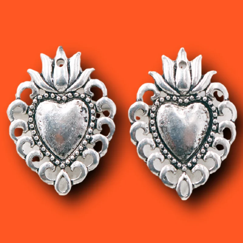 10buc Placat cu Argint Catolice Sacred heart Pandantive Cercei Colier Accesorii DIY Farmece Creștin Bijuterii de Luare Meșteșuguri