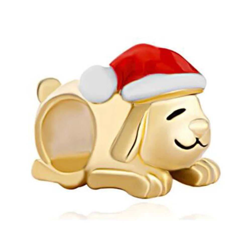 Slide farmec 2018 Aur de Crăciun câine animal de margele se potrivesc Pandora brățară iubitor de mama cadou de Crăciun