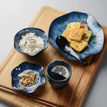 Japoneze Cuptor Tacamuri Ceramice Castron De Orez Fel De Mâncare Placa De Potrivire Lotus Set De Plăci De Bucătărie Restaurant Uz Casnic, Tacamuri Set