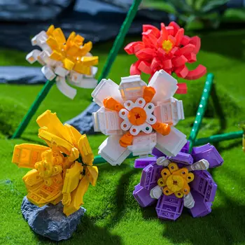 MOC Romantic, Buchet cu Flori de Trandafir Blocuri Creator de Idei Cărămizi Mobilier Acasă Asamblare DIY Jucării Pentru Copii pentru Adulti