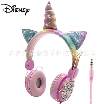 Disney certificate de muzică cască unicorn telefon mobil căști animație de desene animate pentru copii sport cu cască cu setul cu cască de grâu