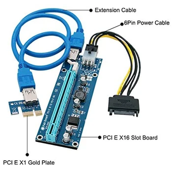PCI-E Coloană Bord 4-pin PCI-E 1x la 16x Adaptor Card Card Grafic GPU Extender Bord cu Cablu USB
