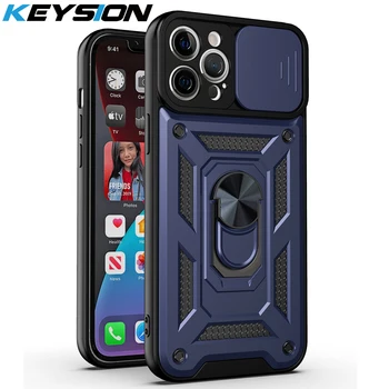 KEYSION Caz rezistent la Socuri pentru iPhone 12 Pro Max 11 X XS XR Push & Pull Camera Protecția Telefon Acoperă pentru iPhone SE 2020 8 7 6s Plus