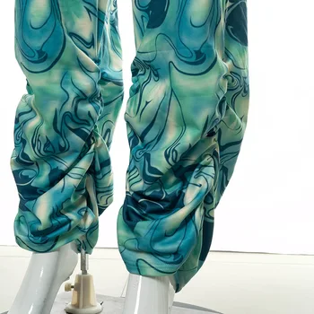 Vara nou stil abstract vopsire confortabil plisată casual pantaloni femei pantaloni retro pantaloni stradă