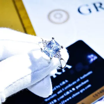 Noi Încrustat super-strălucire de Diamant Inel S925 Argint pur d culoare Mozambic diamant inel reglabil