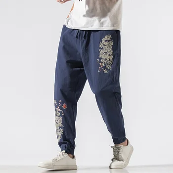 Chineză Stil de Pantaloni Harem Streetwear Dragon Broderie Casual Pantaloni Hippie Pantaloni Barbati Japoneze Pantaloni Kimono Pantaloni KK3338