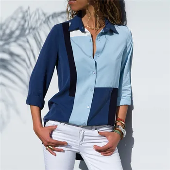 Maneca lunga Femei Bluze 2021 Plus Dimensiune în jos Rândul său Guler Bluza, Camasa Casual, Bluze Elegante, Uzura de Muncă Sifon Tricouri Blusas Mujer