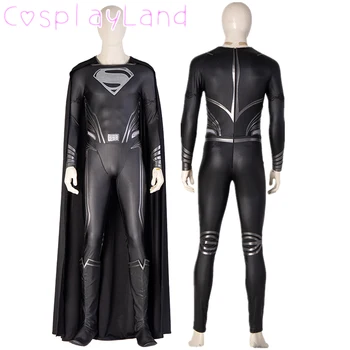 Halloween Clark Cosplay Kent Negru Costum De Super-Erou Bodysuit Om Costum Personalizat Negru Salopeta, Pelerina, Cizme