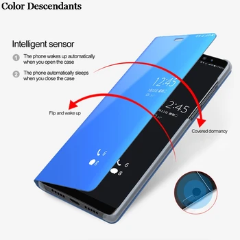Mirror View Smart Flip case Pentru Samsung Galaxy J7 2016 Lux original Magnetic fundas J72016 SM J710 J710F Telefon din Piele Acoperi