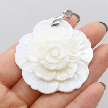 Naturale Shell Mama de Perla Shell Pandantiv Charm Forma de Floare pentru a Face Bijuterii DIY Cercei Colier sau Bijuterii Cadou 47x47mm