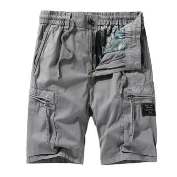 Huncher Bărbați pantaloni Scurți de Marfă Bărbați 2021 Vara Solid Militare Joggeri Tigăi Multi Buzunare Bumbac Kaki Casual sex Masculin pantaloni Scurți pentru Plus Dimensiune