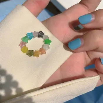 2021 coreene Noi, vintage stele Colorate Acrilice Margele lucrate Manual, inele pentru Femei Fete estetice Bijuterii accesorii la modă