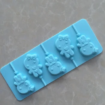 Silicon lollipop mucegai 5 echipat cu bara de băieți și fete, chiar la fel de mult ca om de zapada 3D de Halloween, de Crăciun