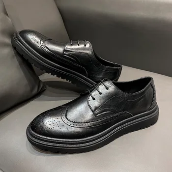 Mens casual de afaceri de nunta rochii formale din piele bullock pantofi negru sculptat brogue shoe domnilor respirabil adidași
