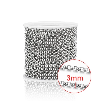 1 Metru Latime 3mm Dispărea Niciodată din Oțel Inoxidabil Colier Inel Lanț De Bijuterii DIY Face Runda Pearl Lanț Manual Consumabile