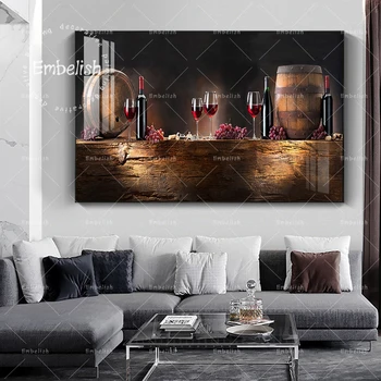 1 Buc Pahar de Vin Rosu de Bucatarie Moderna Decor Acasă Imagini Pentru Sufragerie Decor Acasă HD Spray Pe Panza Picturi, Opere de artă