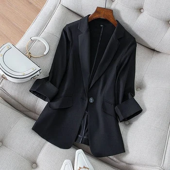 Fierbinte de Vânzare Sacouri Noi de Primavara-Vara pentru Femei Jacheta 2021 Chic OL Slim Jacket Femme Elegant Singur Buton Albastru Negru Costum de Birou