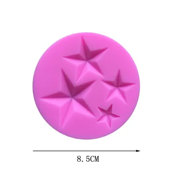 4-Bucata de Mari și Mici, de Trei-dimensional Stea cu Cinci colțuri Decorare Tort Mucegai Silicon de Copt Instrumente 15-72