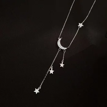 Noi Sosesc Dulce de Culoare Argintiu Star Luna Ciucure Coliere Pentru Femei cravată collares Bijuterii de Nunta
