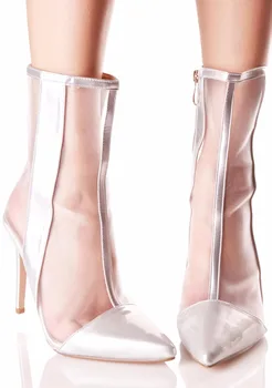 Pantofi pentru femei subliniat de la picior Toc Înalt, Sandale, cizme Glezna Plasă Papuceii de Argint Negru Doamnelor Primavara-Vara Tocuri de Moda