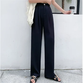 HziriP Birou Doamnă S-4XL Streetwear Textura Talie Mare 2021 Vânzare Fierbinte Elegant Subțire Drept de Mari Dimensiuni Pantaloni de Vara Pantaloni